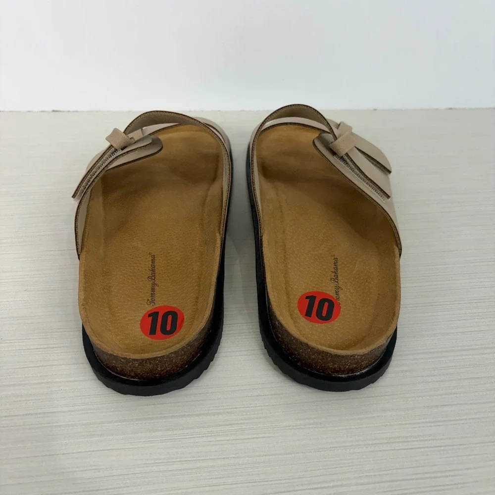 Tommy Bahama Men Double Ban Leather Sandals Adjustable Straps Size 10 TRF Truite